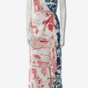 FARM Rio Red and Blue Graphic Maxi Dress